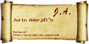 Jurin Adorján névjegykártya